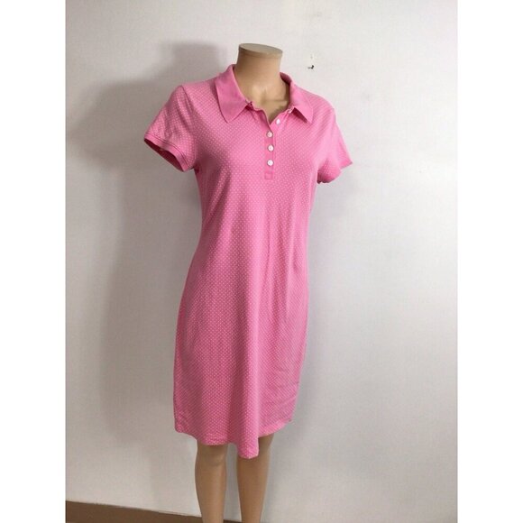 LL Bean Polo Dress Pink Polka Dot Womens Small - Picture 3 of 8